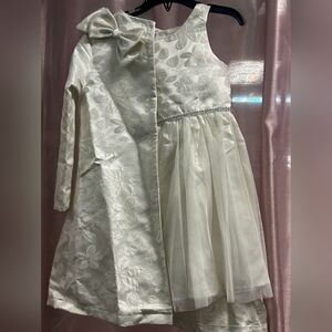 COPY - Elegant White princess Dress with matching coat with Bow
